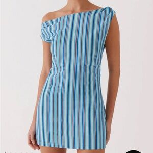 Peppermayo off the shoulder striped mini dress